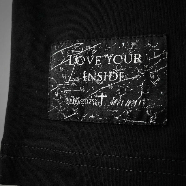 Black Oversize T-Shirt with Print "LIFE IS OUR HOST"