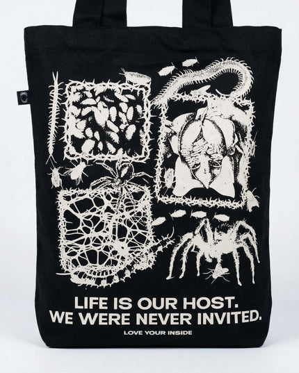 Black Tote Bag "LIFE IS OUR HOST"