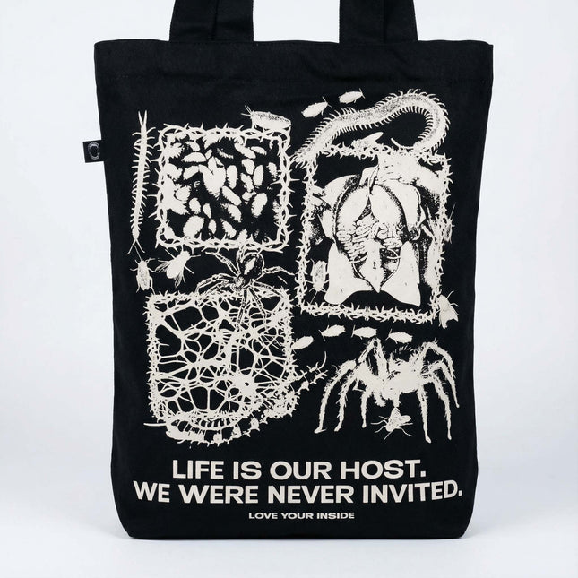 Black Tote Bag "LIFE IS OUR HOST"