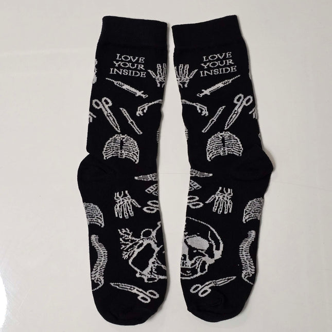Cotton Crew Socks with Anatomical Illustrations