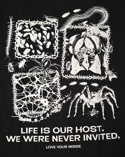 Black Oversize T-Shirt + Tote Bag "LIFE IS OUR HOST" Bundle