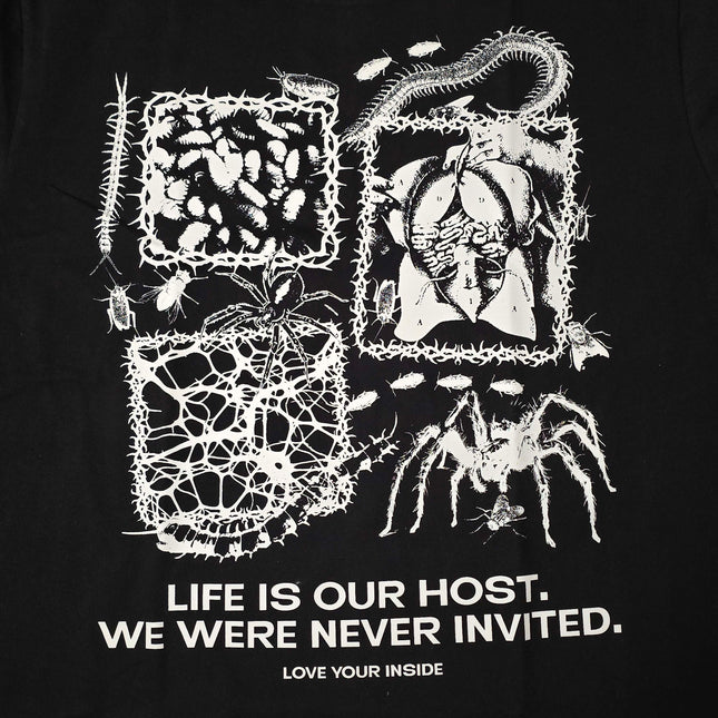 Black Oversize T-Shirt with Print "LIFE IS OUR HOST"