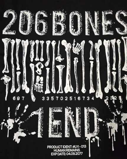 Black Oversize T-Shirt with Print "206 BONES 1 END"