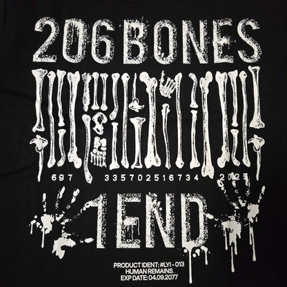 Czarna Koszulka Oversize z Nadrukiem „206 BONES 1 END”