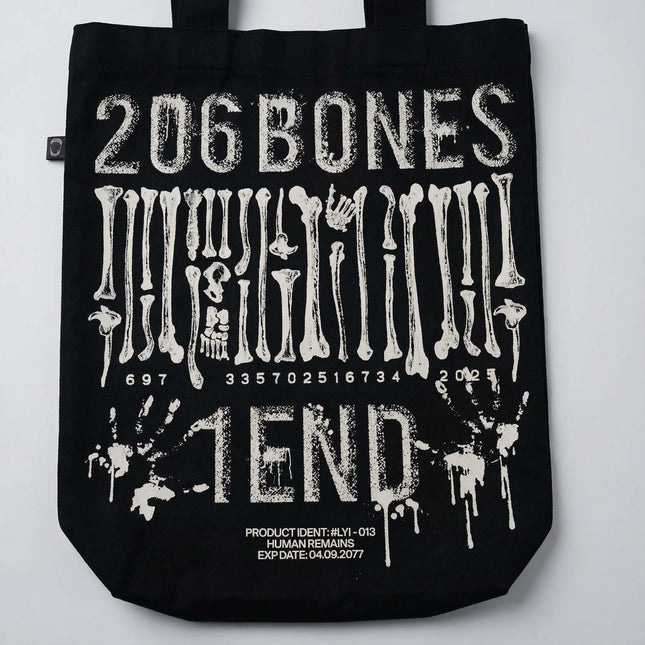 Black Tote Bag "206 BONES 1 END"