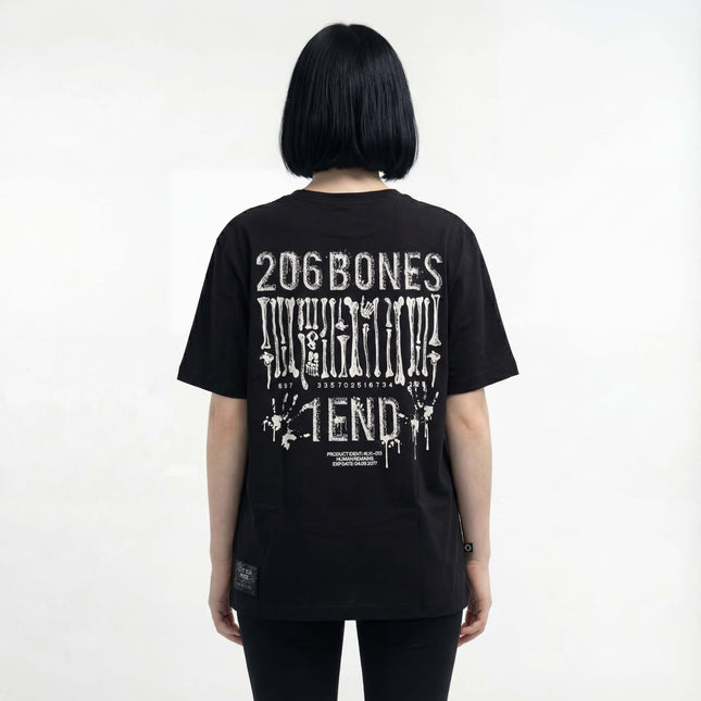 Black Oversize T-Shirt with Print "206 BONES 1 END"
