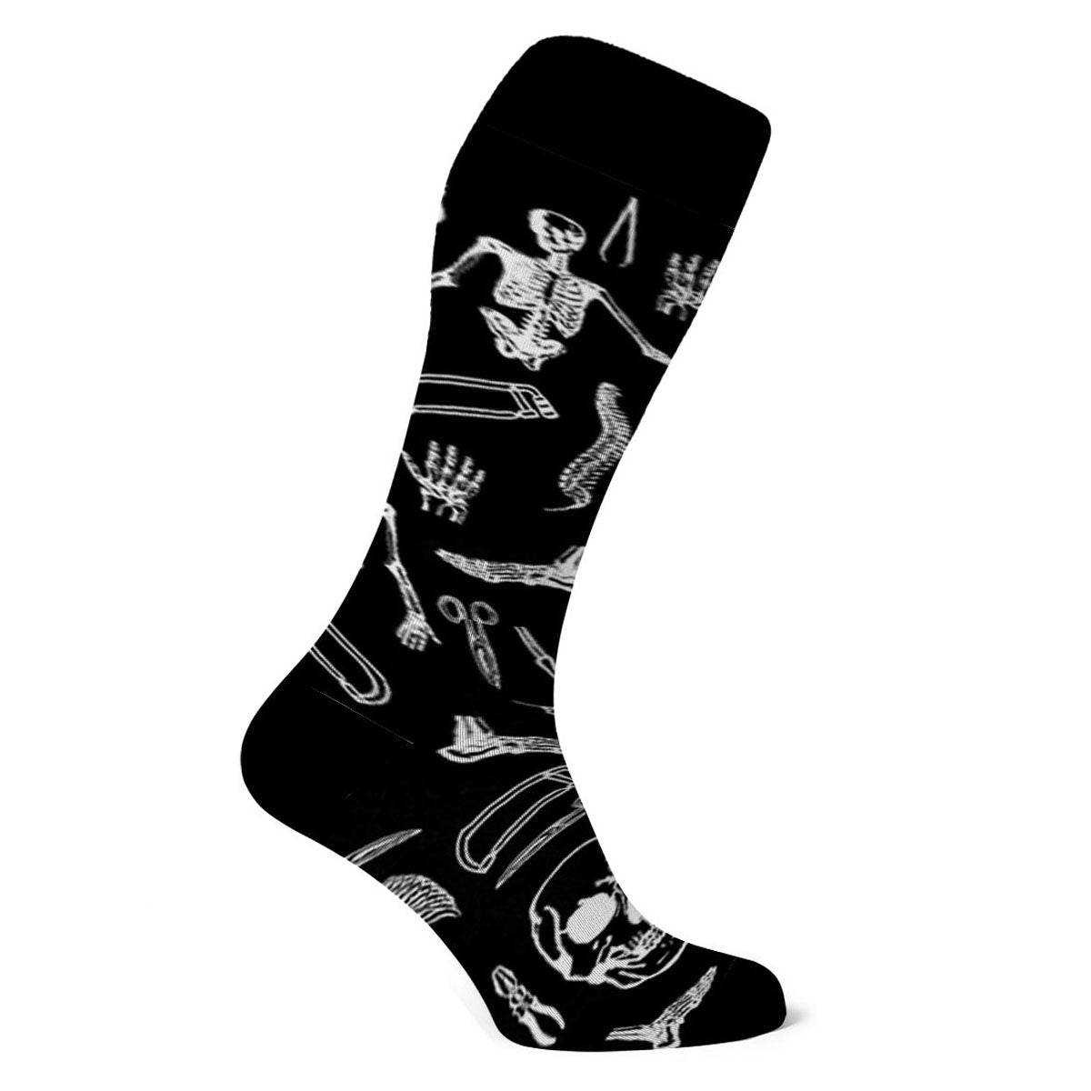 Podkolanówki damskie bawełniane z wzorem rycin anatomicznych bok