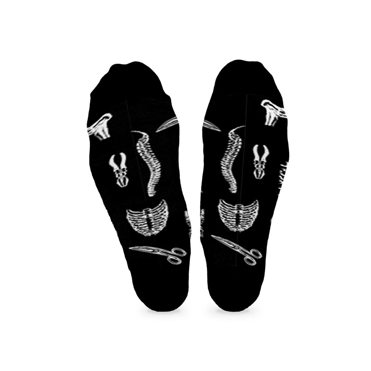 Podkolanówki bawełniane damskie ze wzorem rycin anatomicznych podeszwa