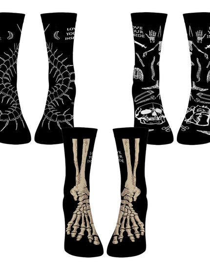 Zestaw Skarpet 3 Pary: Kości, Ryciny Anatomiczne, Wij