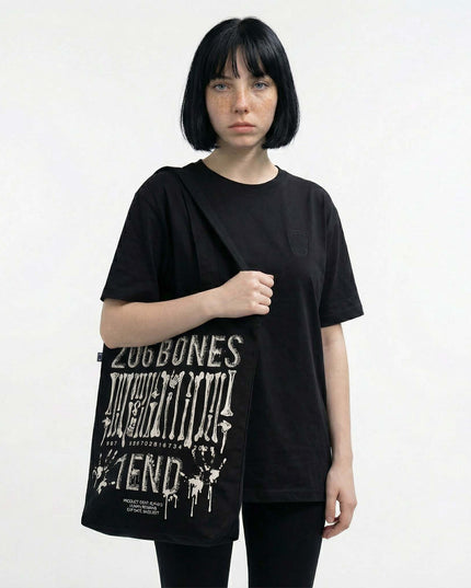 Black Tote Bag "206 BONES 1 END"