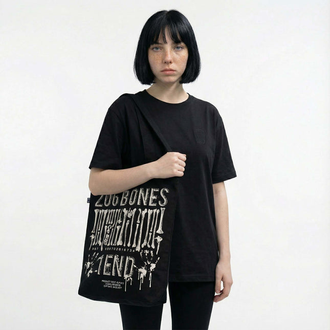 Black Tote Bag "206 BONES 1 END"