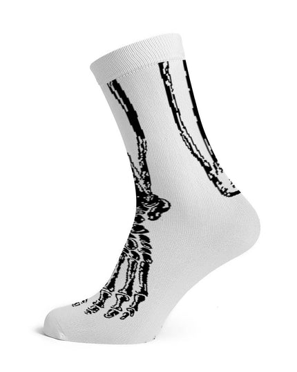 Białe długie skarpety z wzorem kości stopy - widok z drugiego boku, Love Your Inside