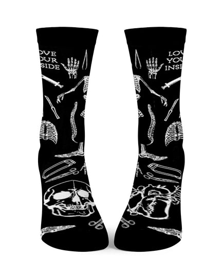 Skarpety długie bawełniane unisex z rycinami anatomicznymi. 
- Widok z przodu