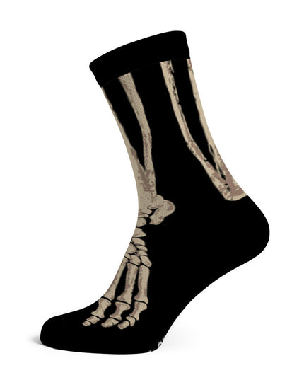 Skarpety długie bawełniane unisex z wzorem kości.
- Widok od boku.