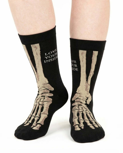 Cotton Crew Socks with Bone Pattern