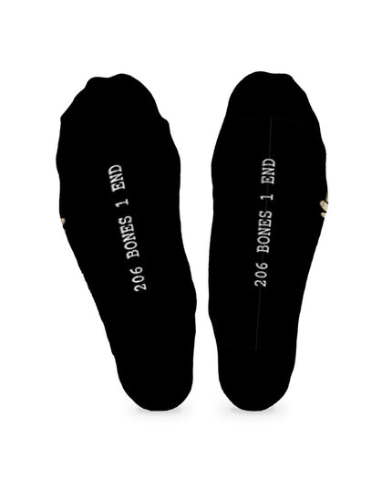 skarpety długie bawełniane unisex z wzorem kości.
Widok od podeszwy.