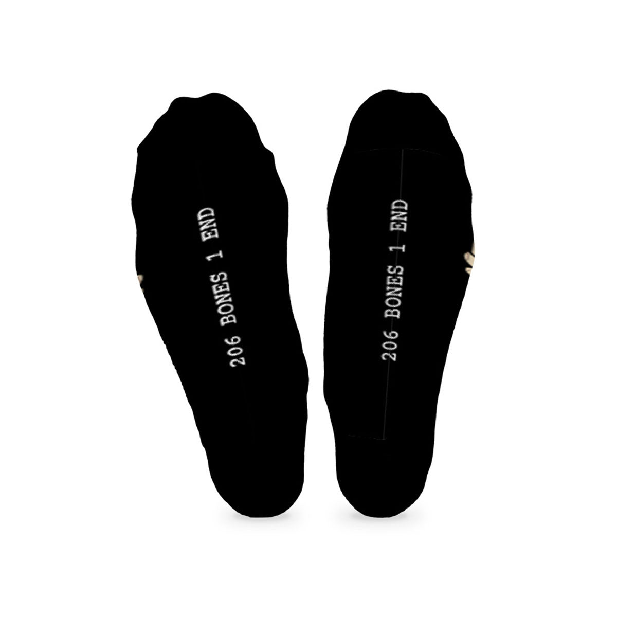 skarpety długie bawełniane unisex z wzorem kości.
Widok od podeszwy.